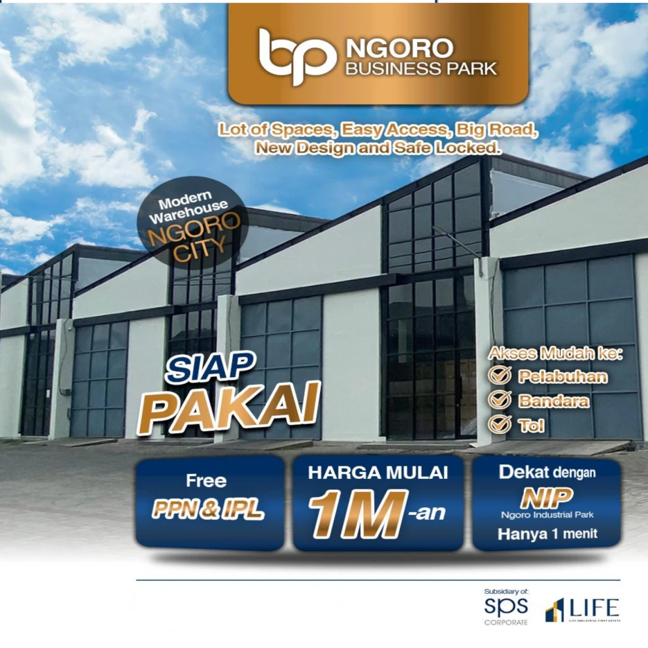 Jual Gudang Pergudangan Ngoro Harga murah dan terjangkau Harga Gudang Mulai Rp1,0&nbsp;M-an
