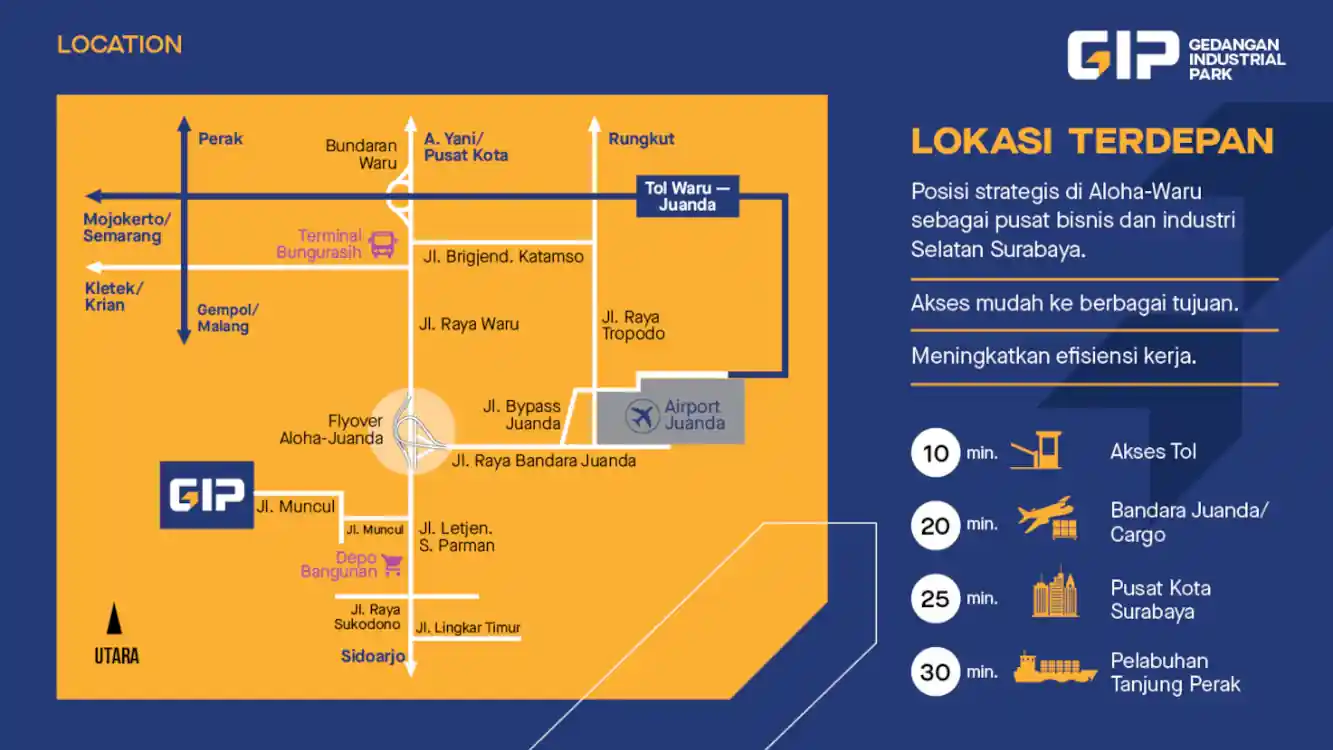 Jual gudang Gedangan Industrial Park Gedangan Sidoarjo Sidoarjo