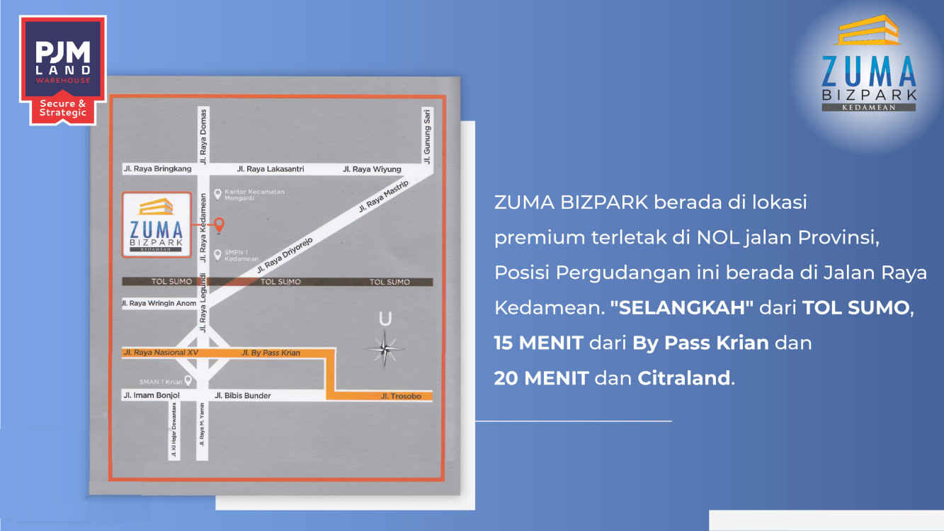 Jual gudang Zuma Bizpark Gresik